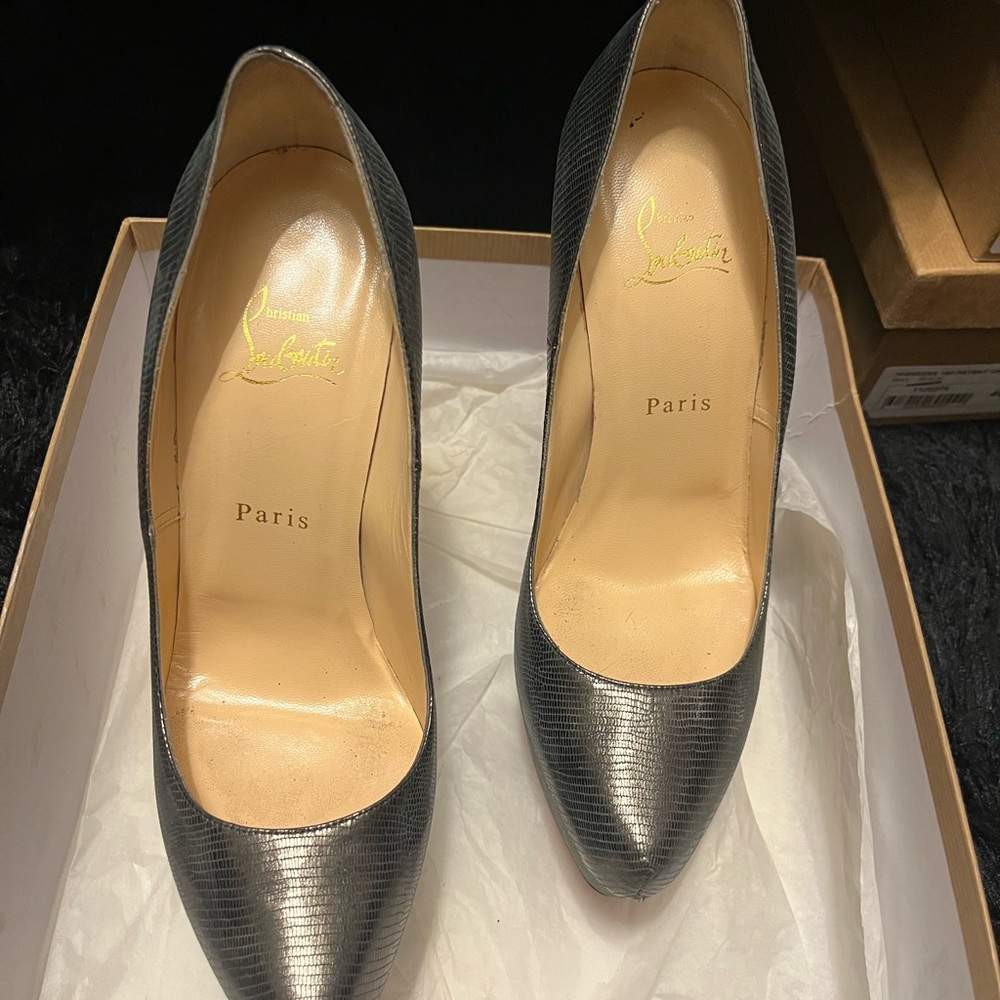 Christian Louboutin Silver Stiletto Heels